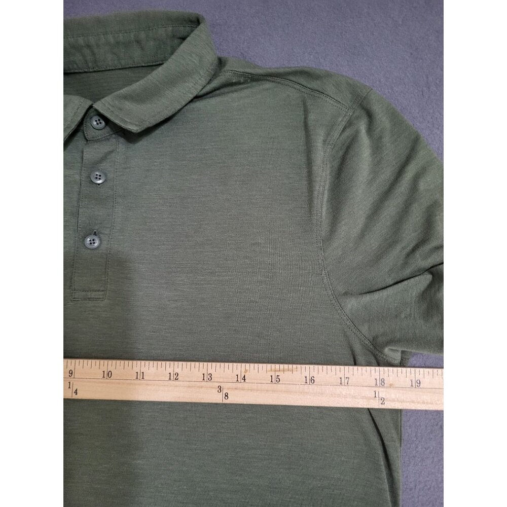 LULULEMON Men's Olive Green Polo Shirt Short Sleeve Athleisure Performance NO SZ - Picture 4 of 7